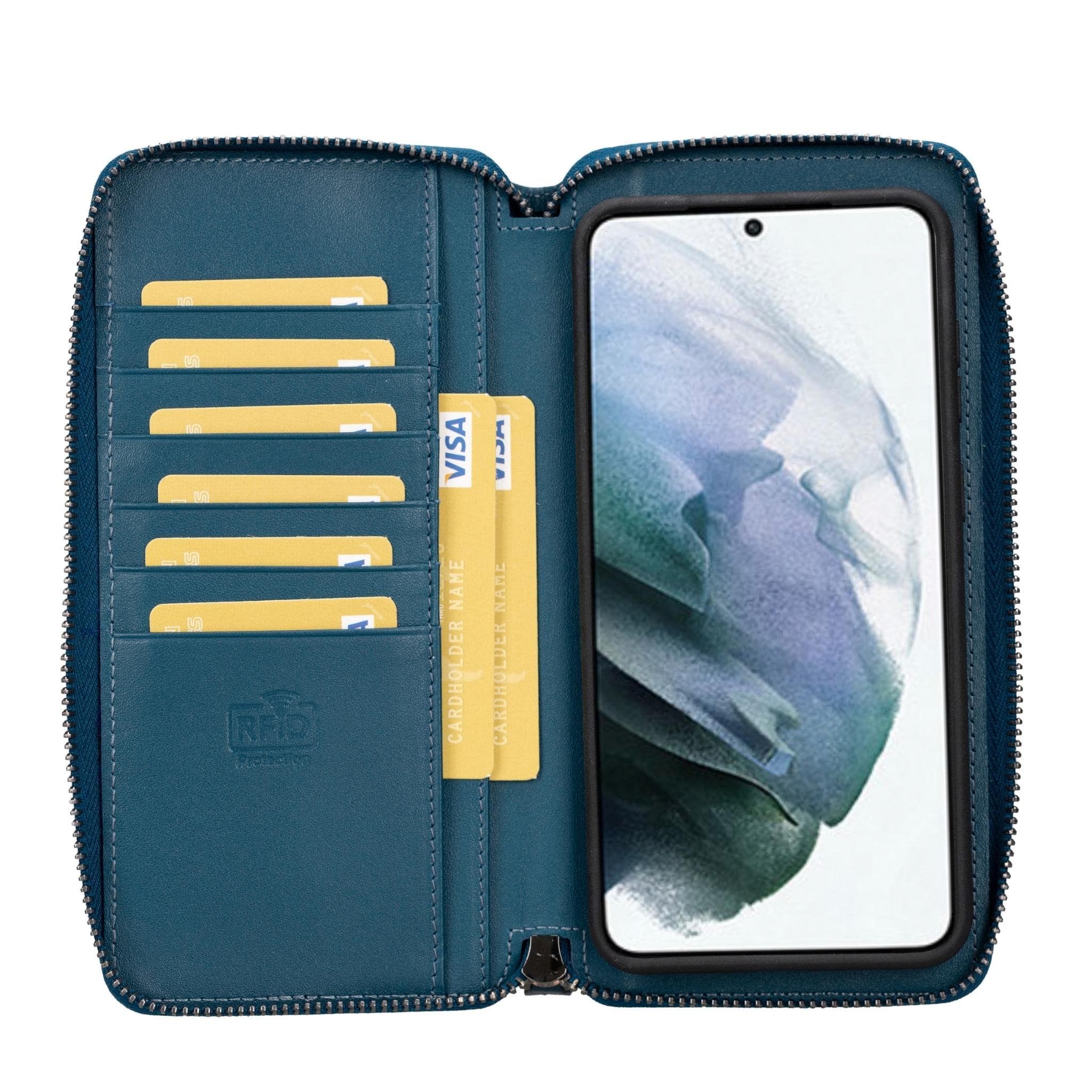 Samsung Galaxy S24 Ultra (6.9") Zippered Leather Wallet Cases