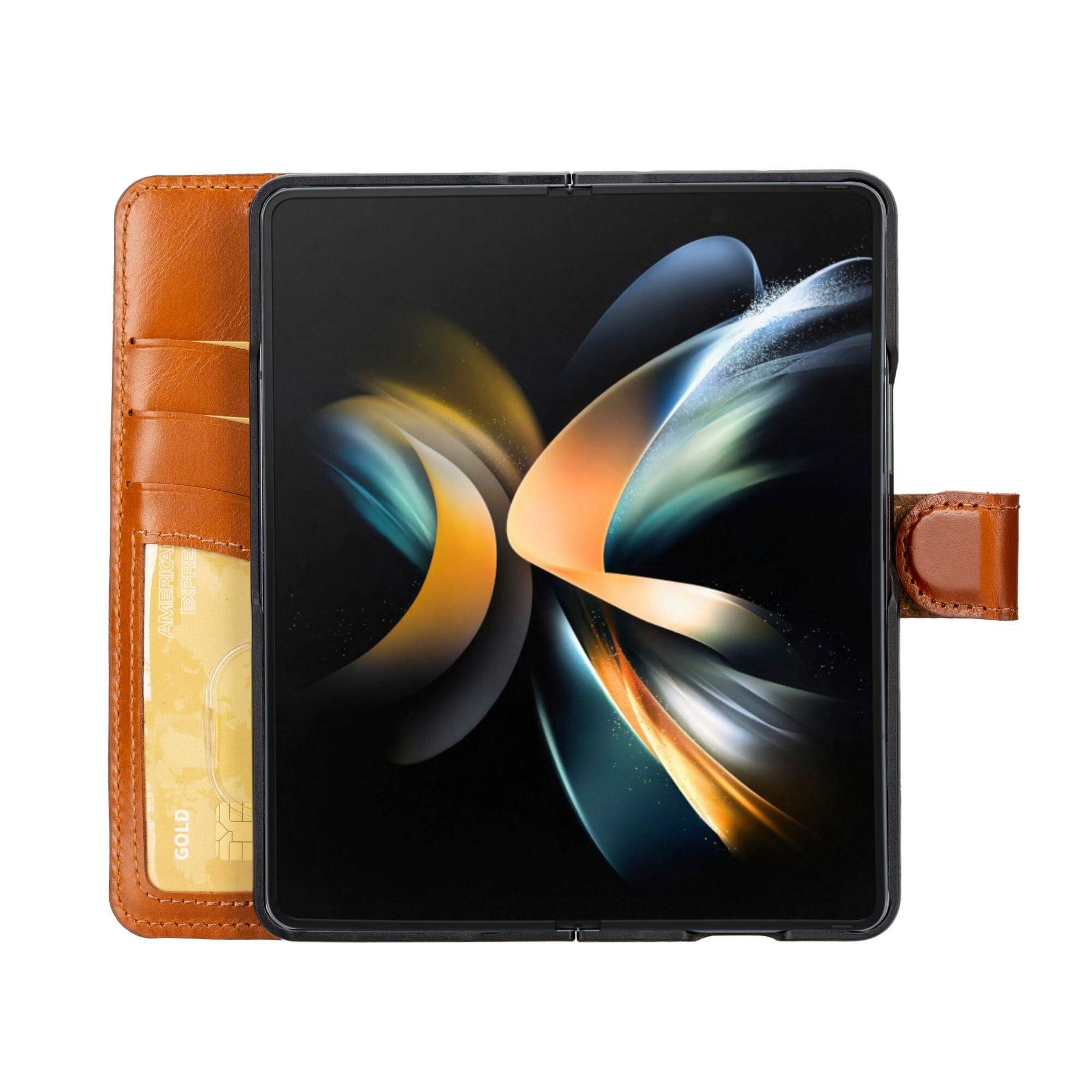 Étui portefeuille en cuir véritable pour Samsung Galaxy Z Fold 4