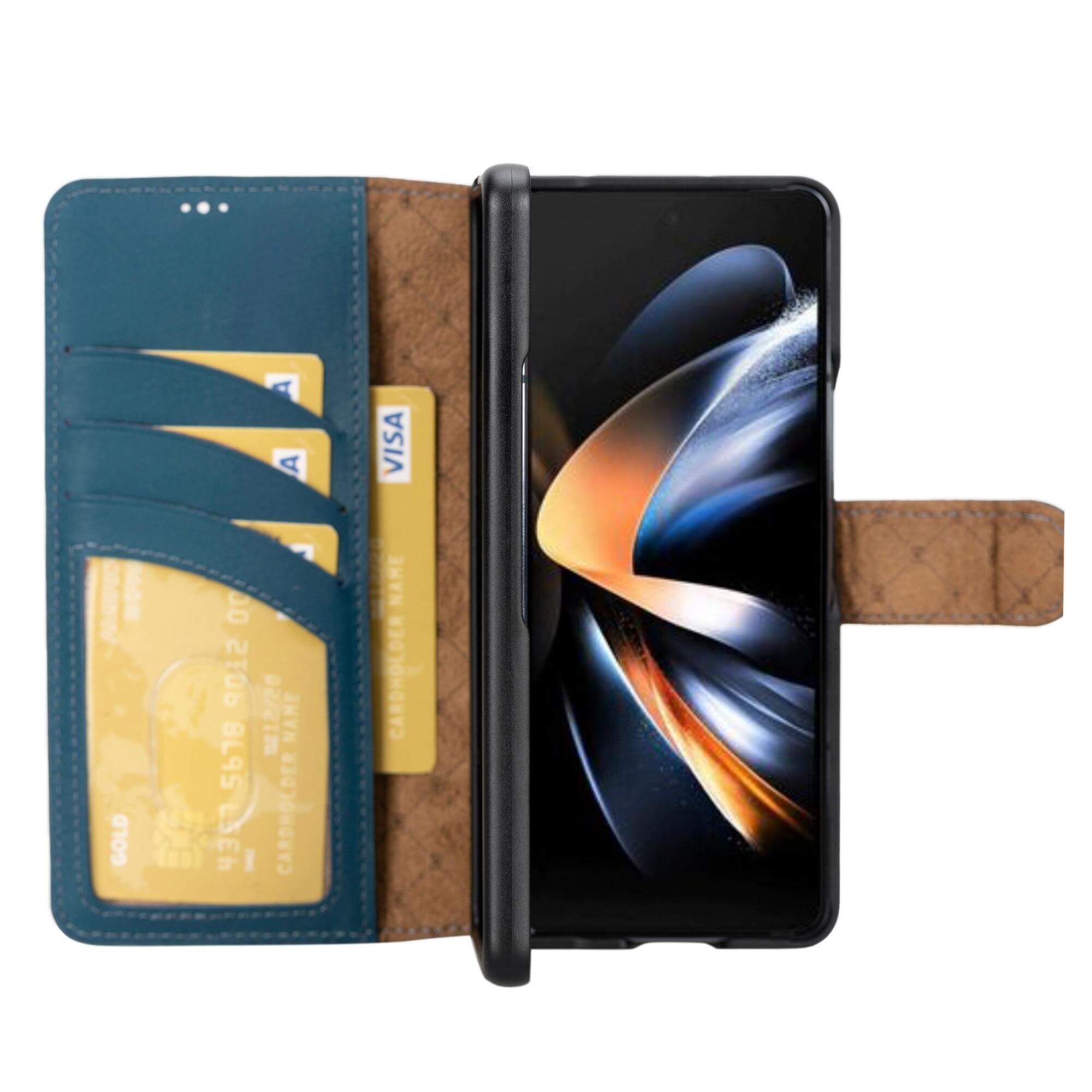 Étui portefeuille en cuir véritable pour Samsung Galaxy Z Fold 4