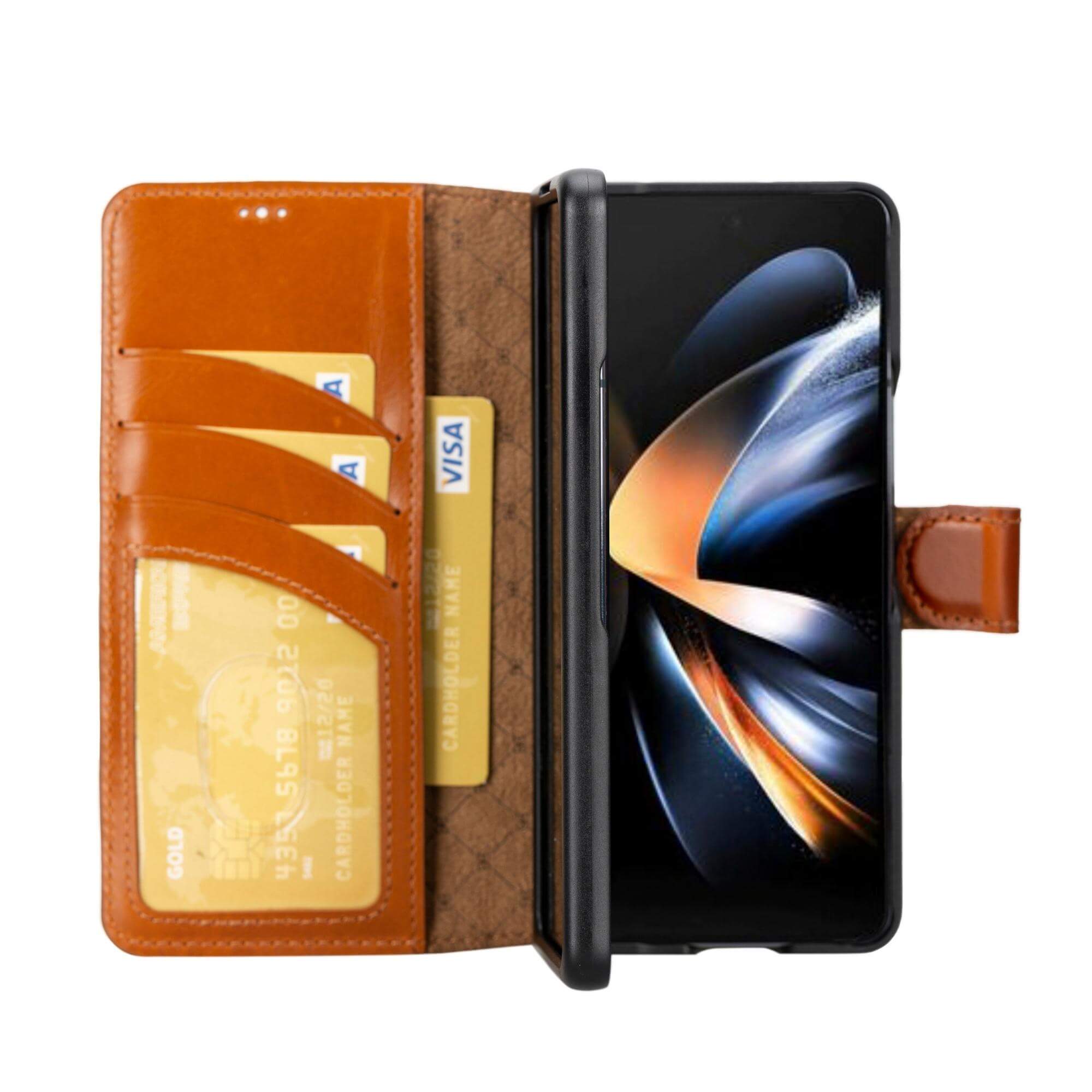 Étui portefeuille en cuir véritable pour Samsung Galaxy Z Fold 4