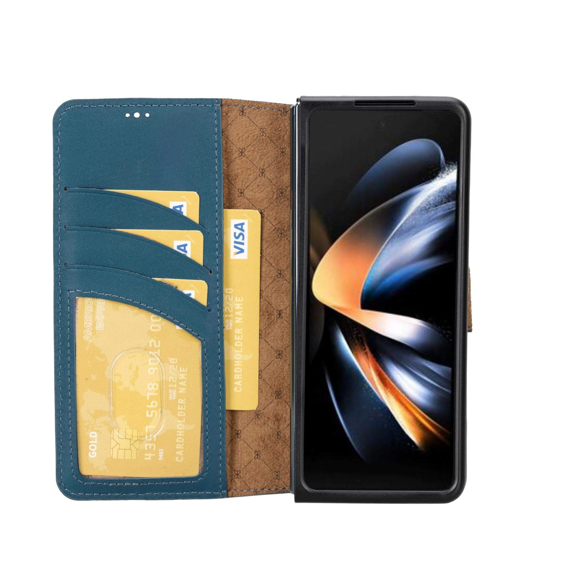 Étui portefeuille en cuir véritable pour Samsung Galaxy Z Fold 4