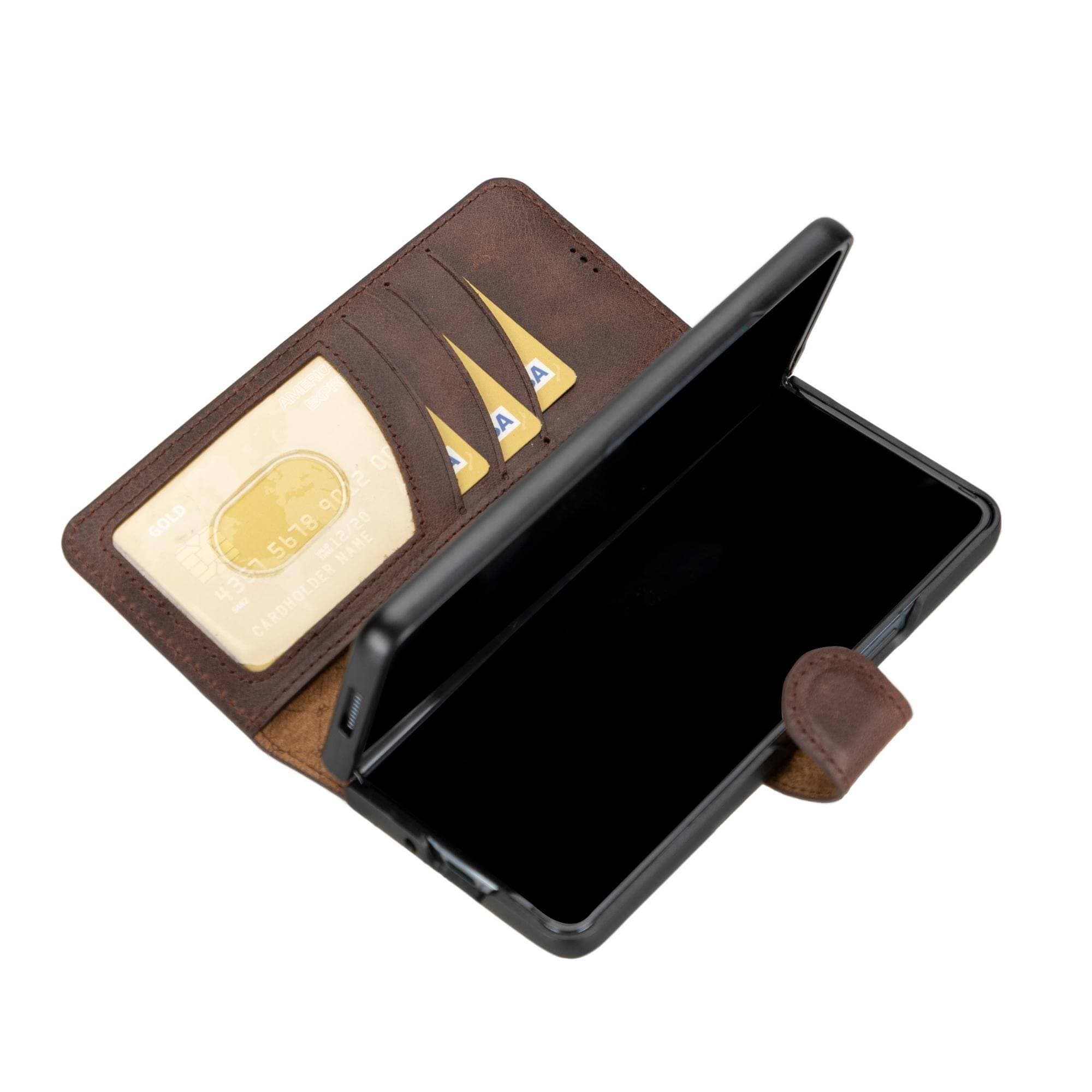 Étui portefeuille en cuir véritable pour Samsung Galaxy Z Fold 4