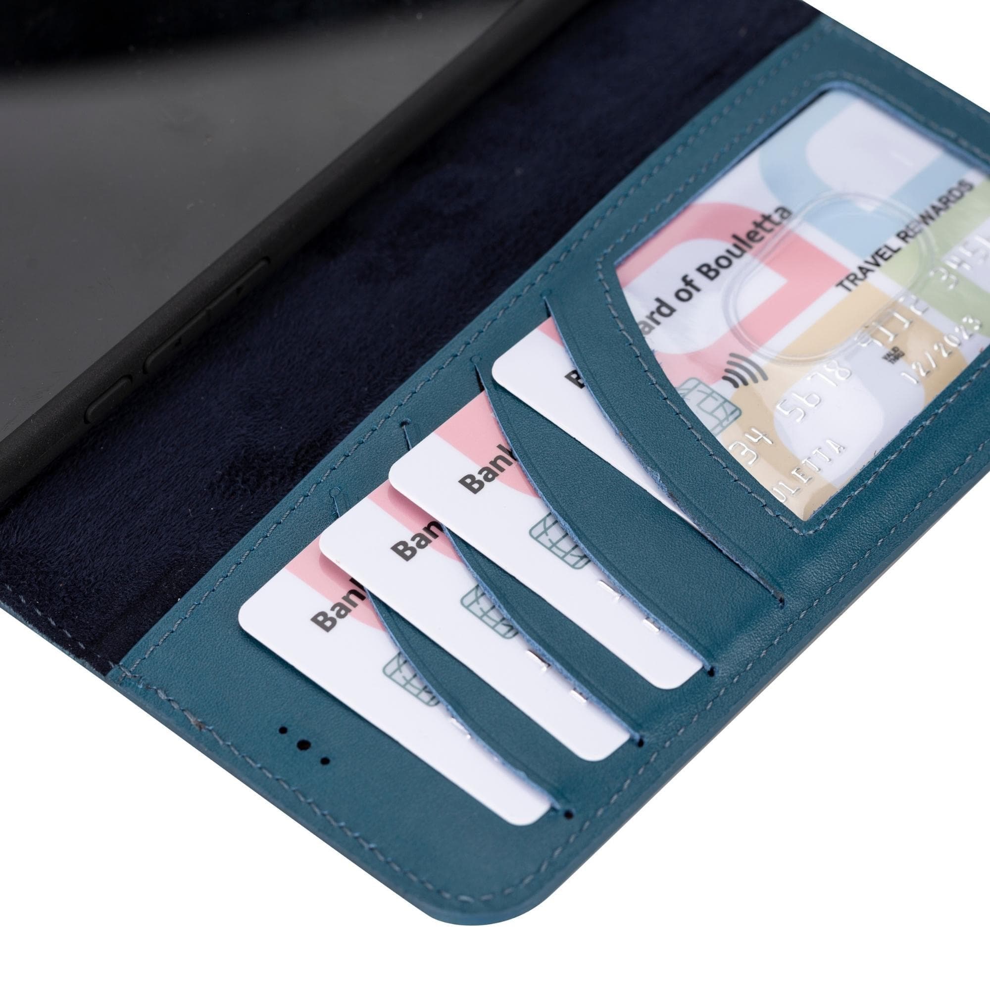 Étui portefeuille amovible en cuir véritable pour iPhone 15 Pro (6,1")