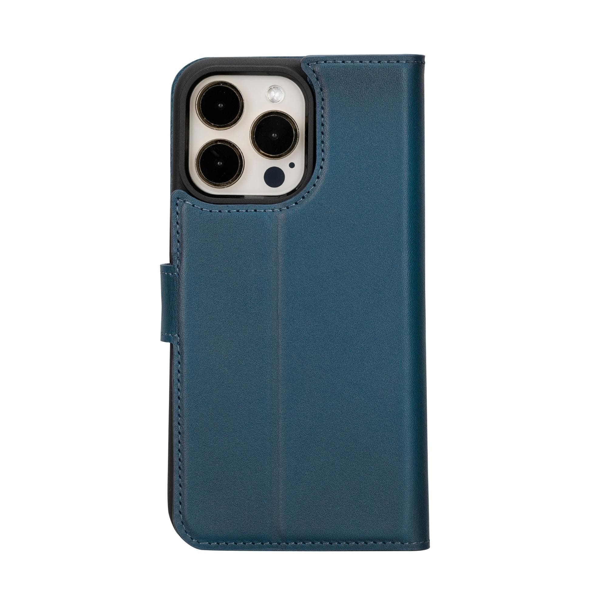 Étui portefeuille amovible en cuir véritable pour iPhone 15 Pro (6,1")