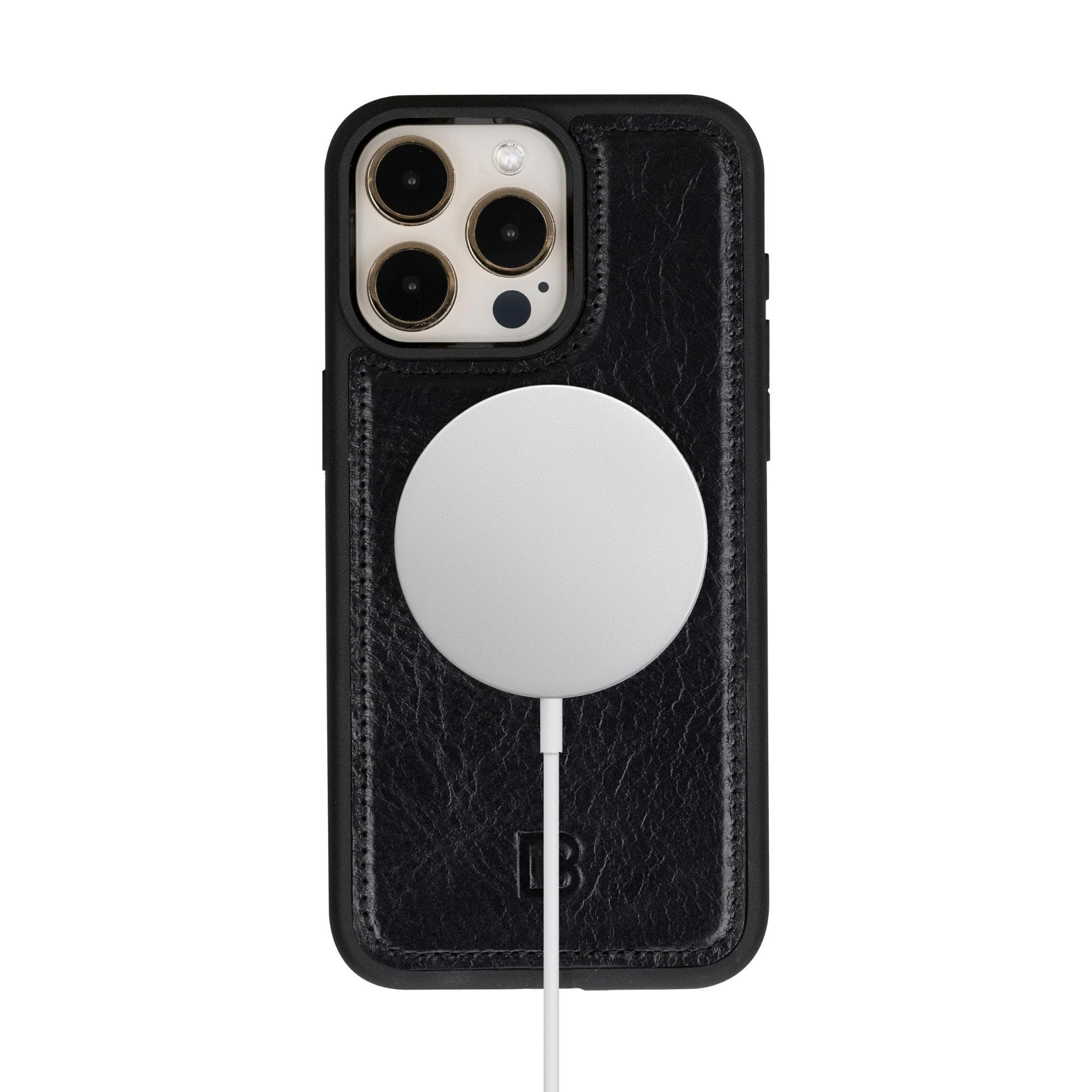 Étui portefeuille amovible en cuir véritable pour iPhone 15 Pro (6,1")