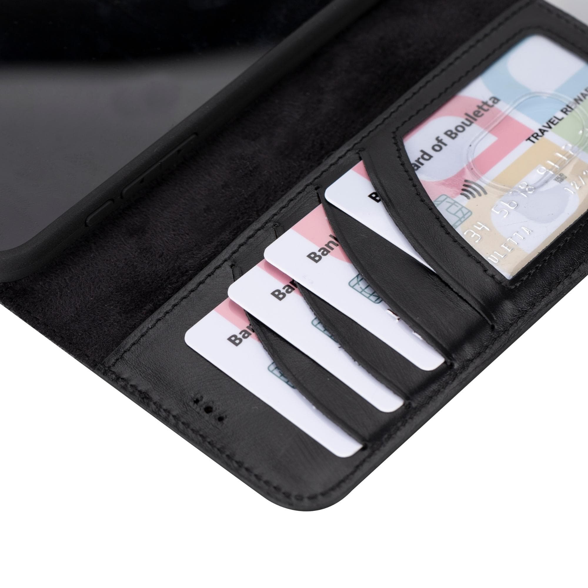 Étui portefeuille amovible en cuir véritable pour iPhone 15 Pro (6,1")
