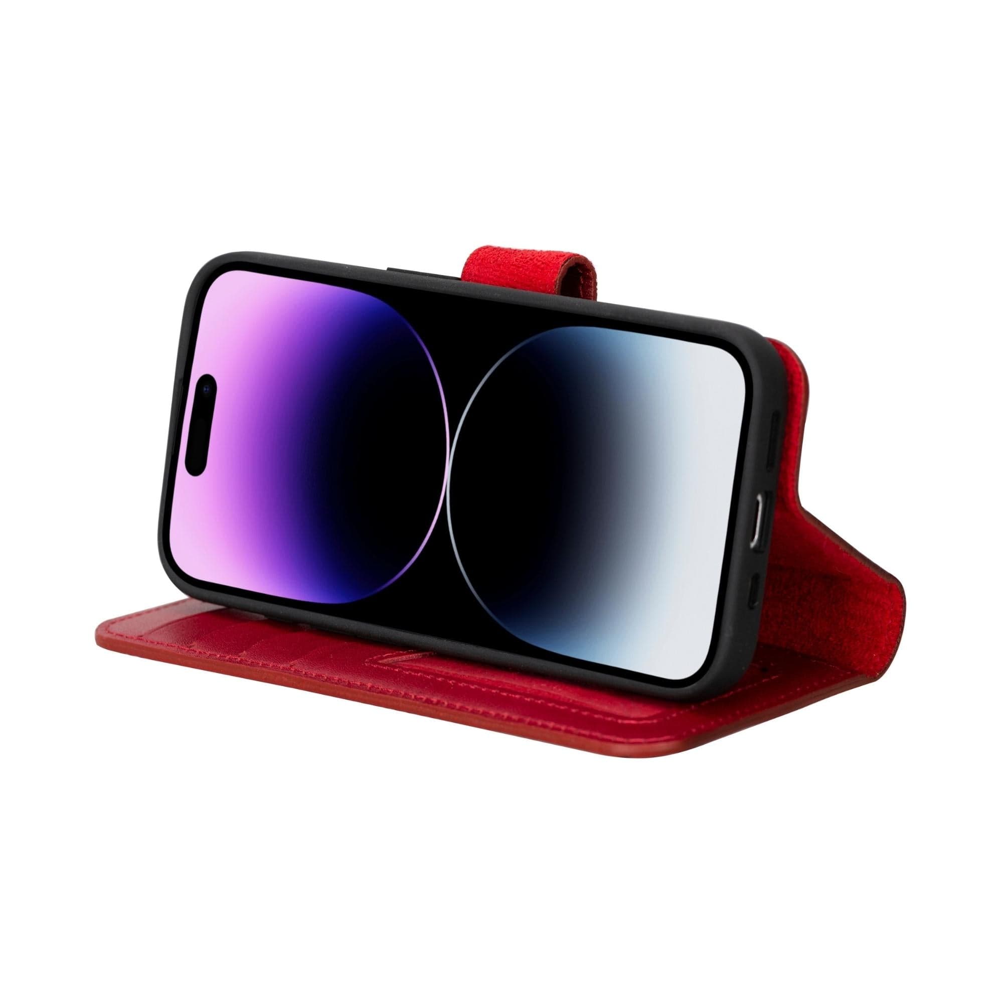 Étui portefeuille amovible en cuir véritable pour iPhone 15 Pro (6,1")