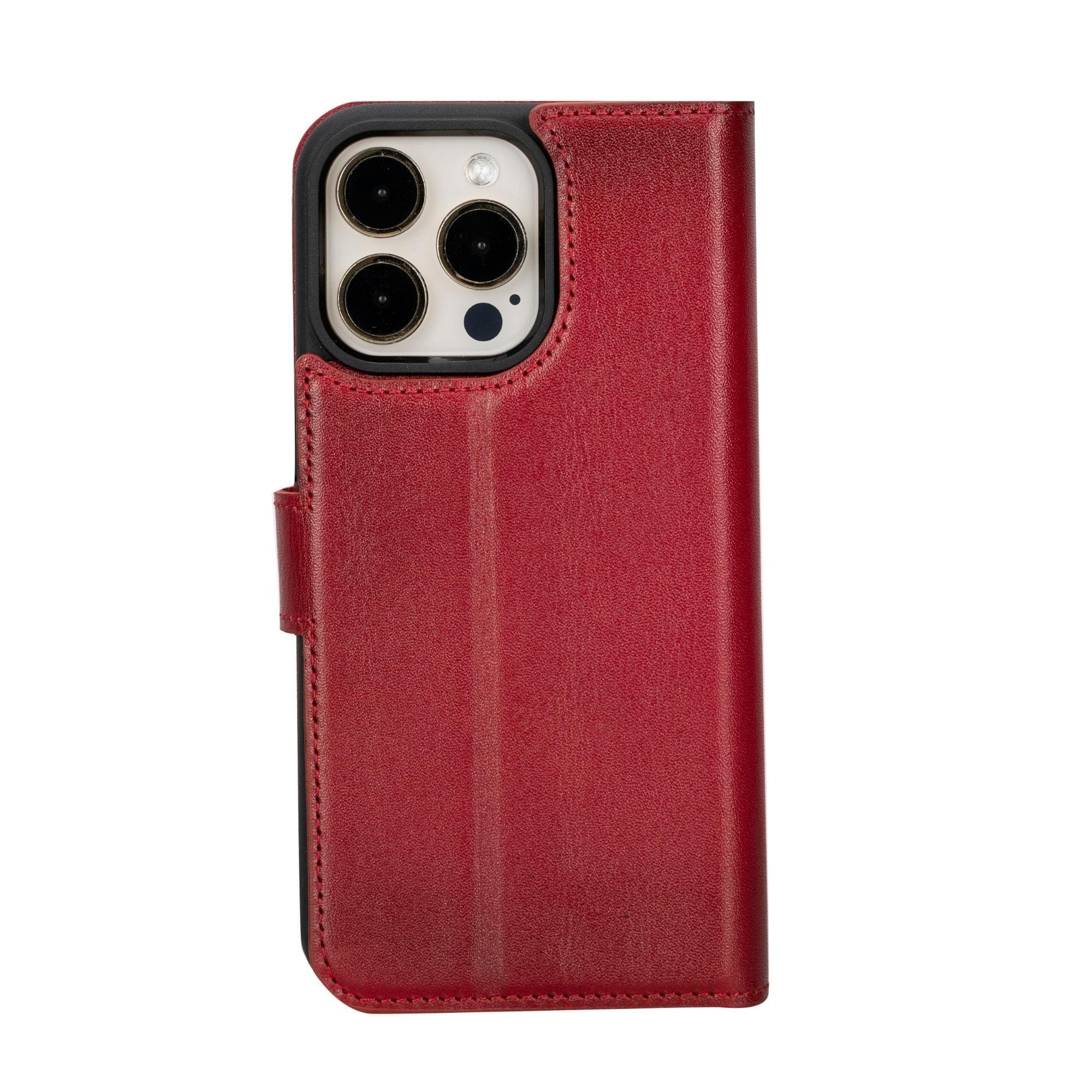 Étui portefeuille amovible en cuir véritable pour iPhone 15 Pro (6,1")