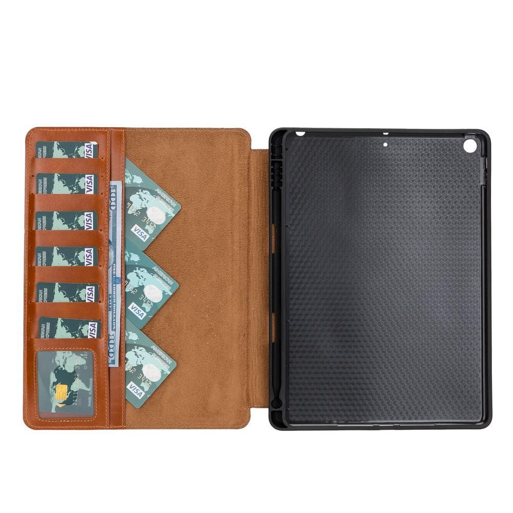 Premium handmade leather iPad 10.2" case with card slots