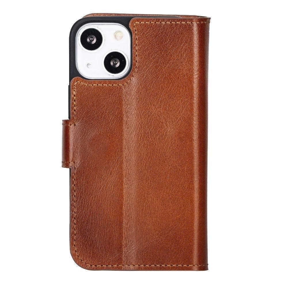 Étui portefeuille non détachable en cuir véritable pour iPhone 13