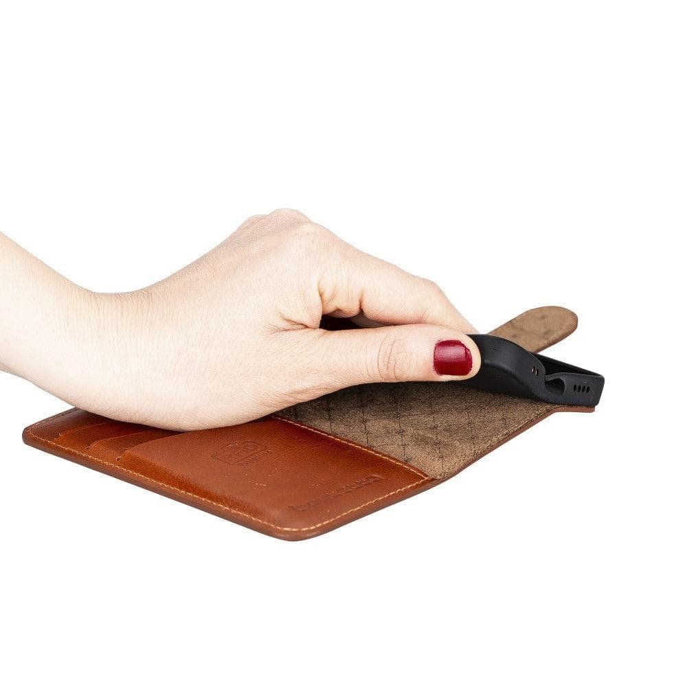 Étui portefeuille non détachable en cuir véritable pour iPhone 13