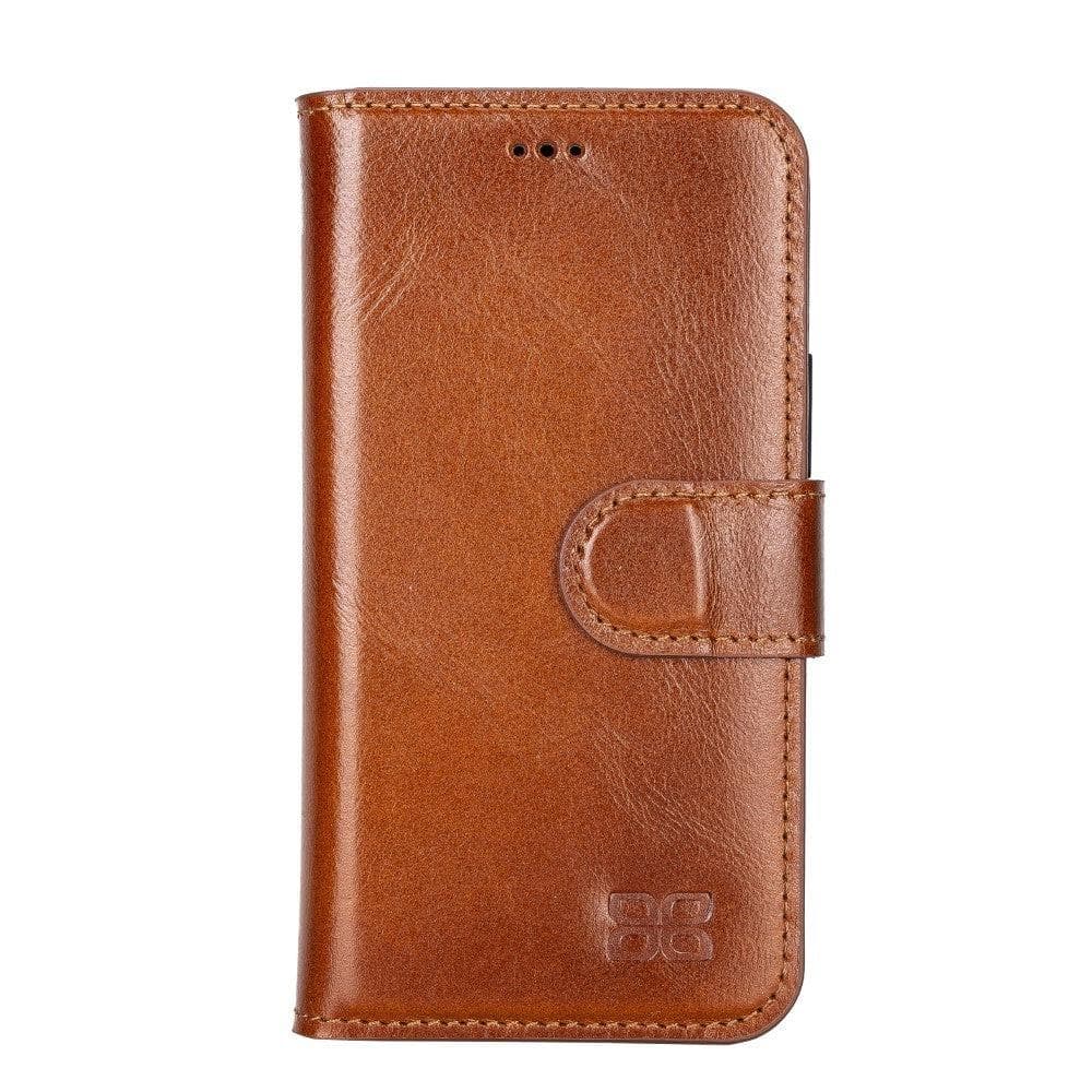 Étui portefeuille non détachable en cuir véritable pour iPhone 13