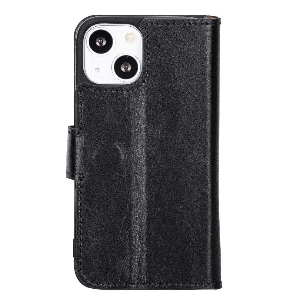Étui portefeuille non détachable en cuir véritable pour iPhone 13
