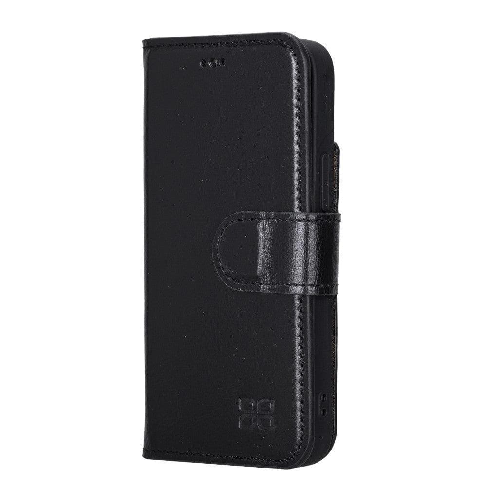 Étui portefeuille non détachable en cuir véritable pour iPhone 13