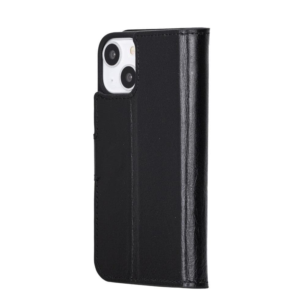 Étui portefeuille non détachable en cuir véritable pour iPhone 13