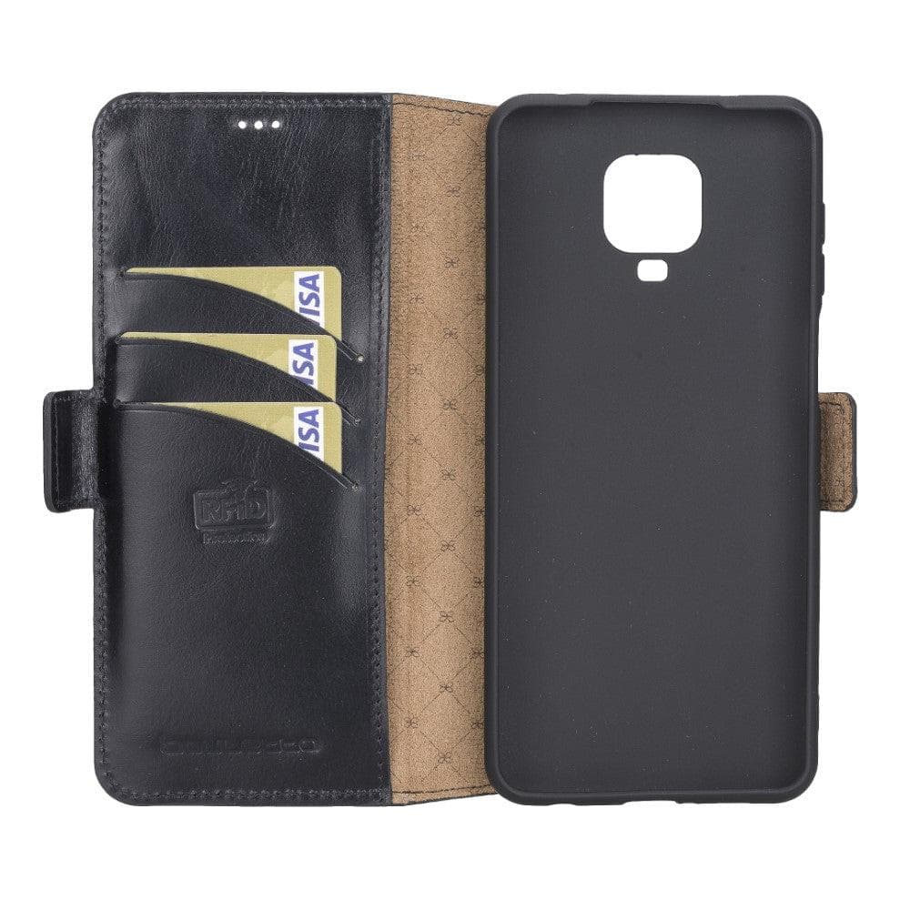 Xiaomi Note 9 Series Genuine Leather Wallet Folio Case-Black