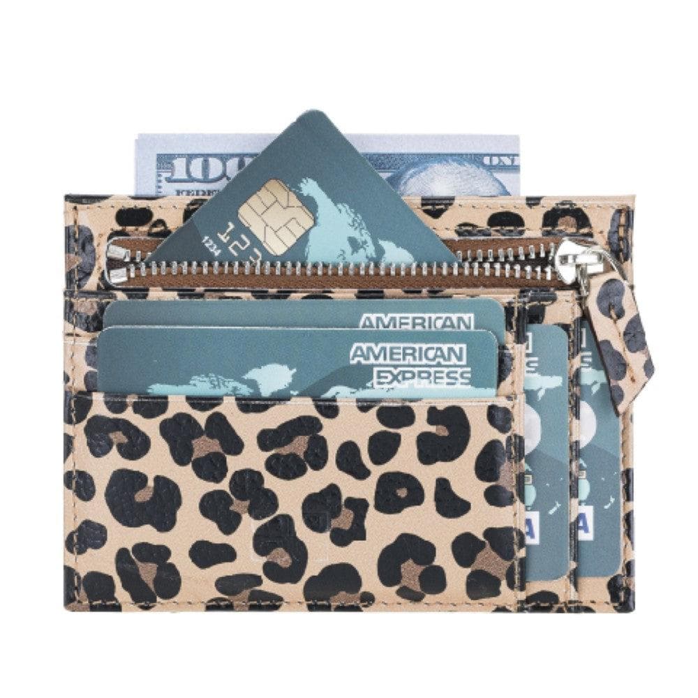 Porte-cartes zippé en cuir véritable