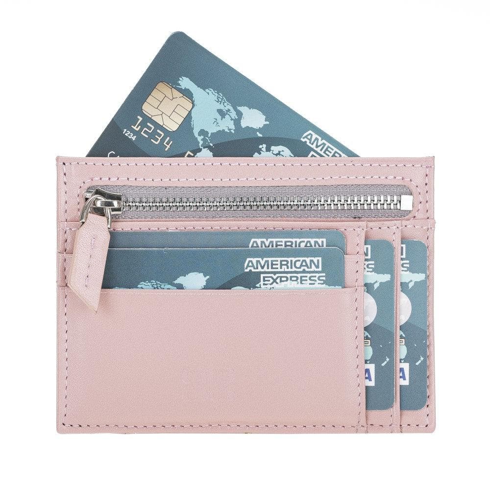 Porte-cartes zippé en cuir véritable