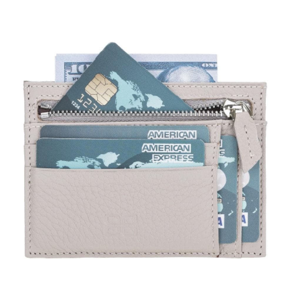 Porte-cartes zippé en cuir véritable