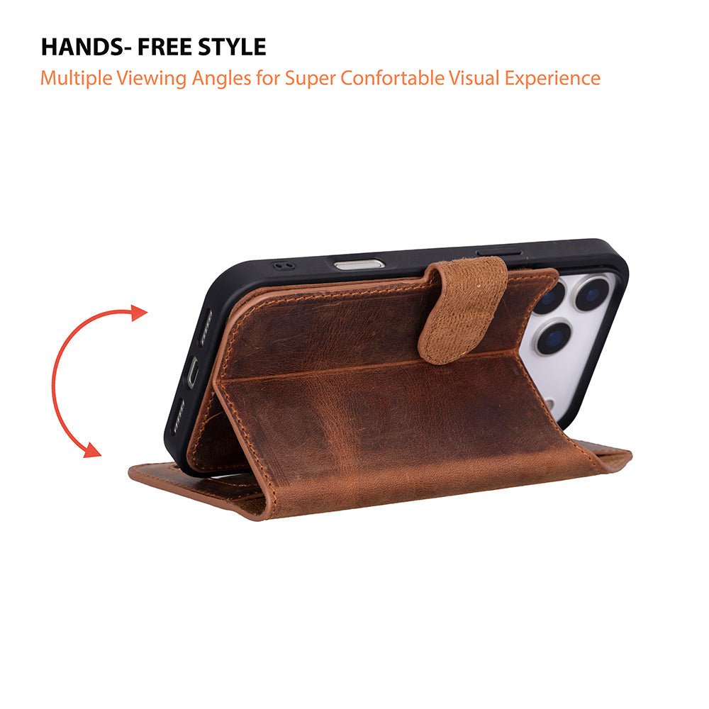 Étui portefeuille en cuir pour iPhone 17 Pro (6.3")