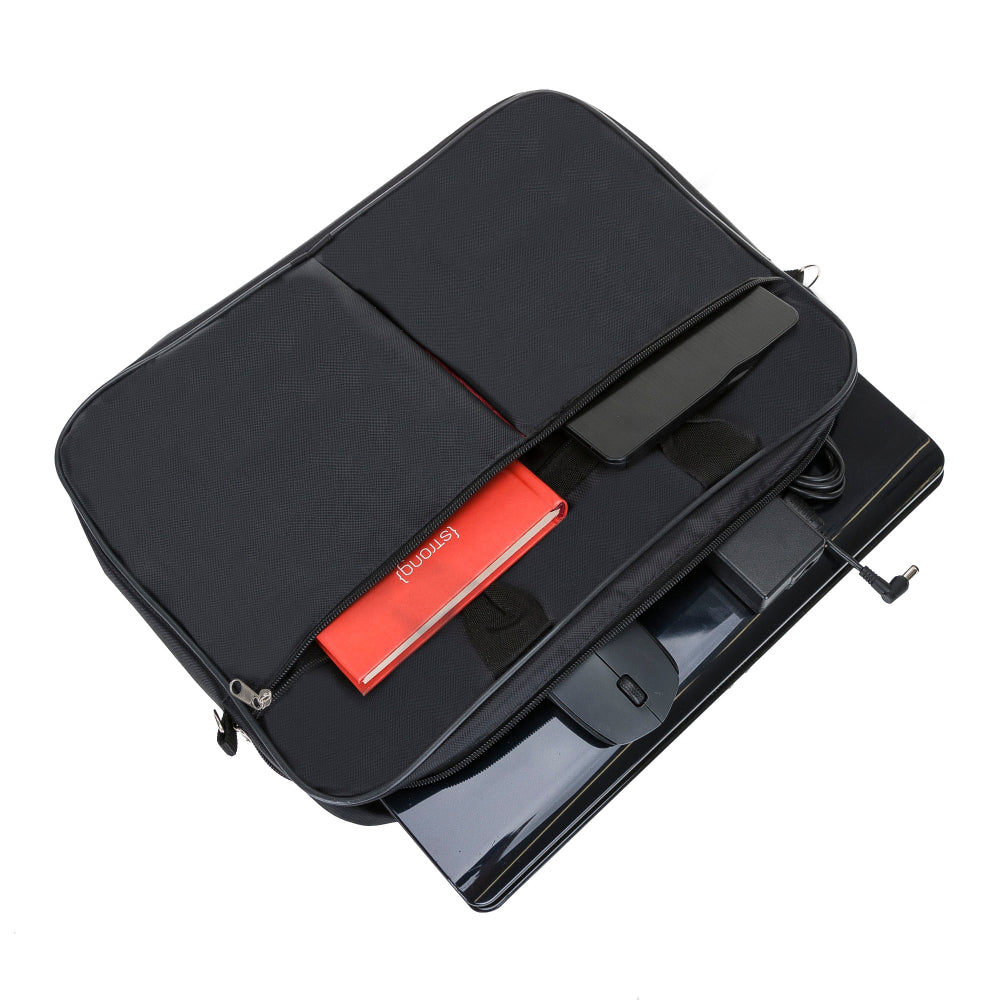 Durable laptop bag with adjustable shoulder strap and organized compartments