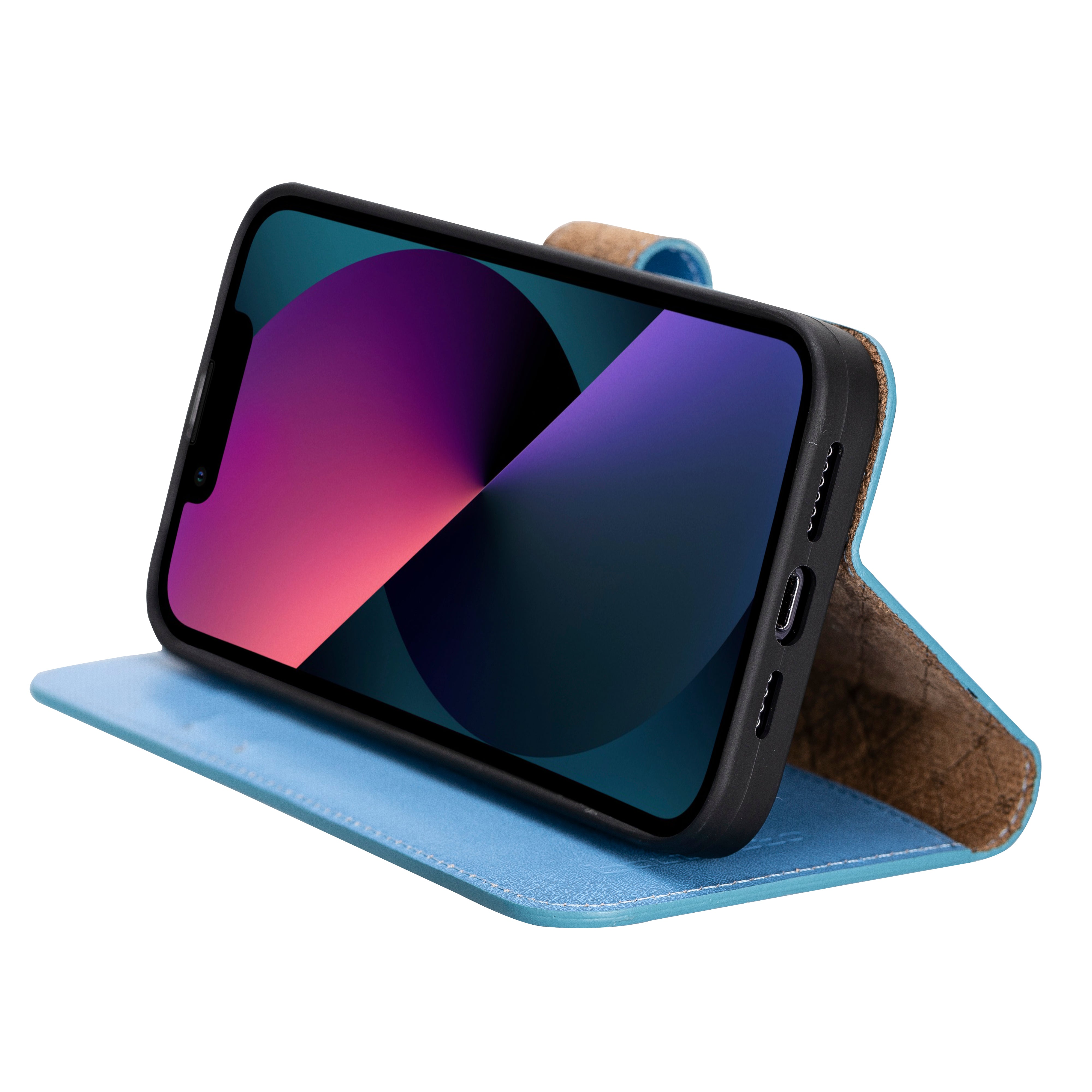 Étui portefeuille détachable en cuir véritable pour iPhone 13