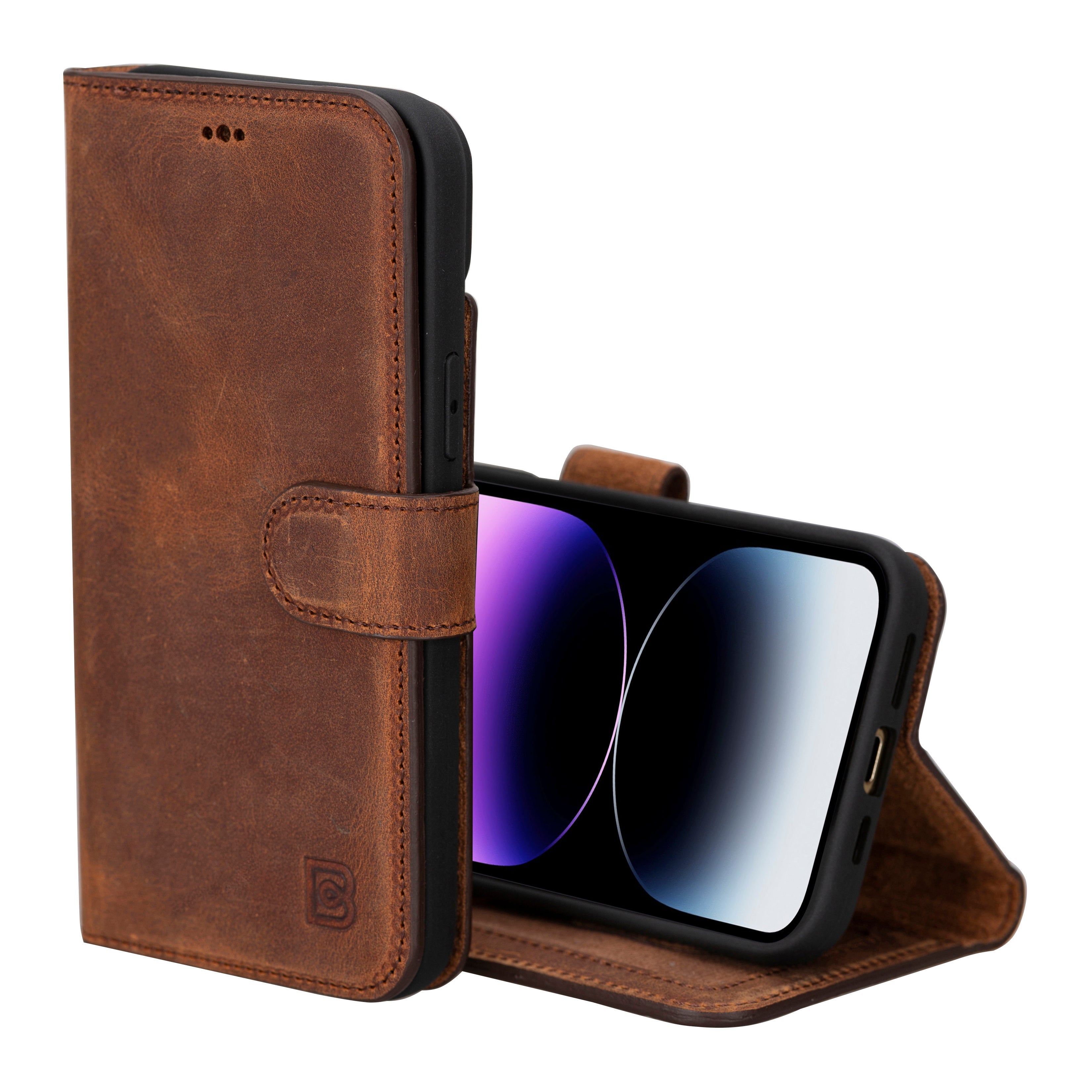 Magic iPhone 16 Series Genuine Leather Detachable wallet Case Cover