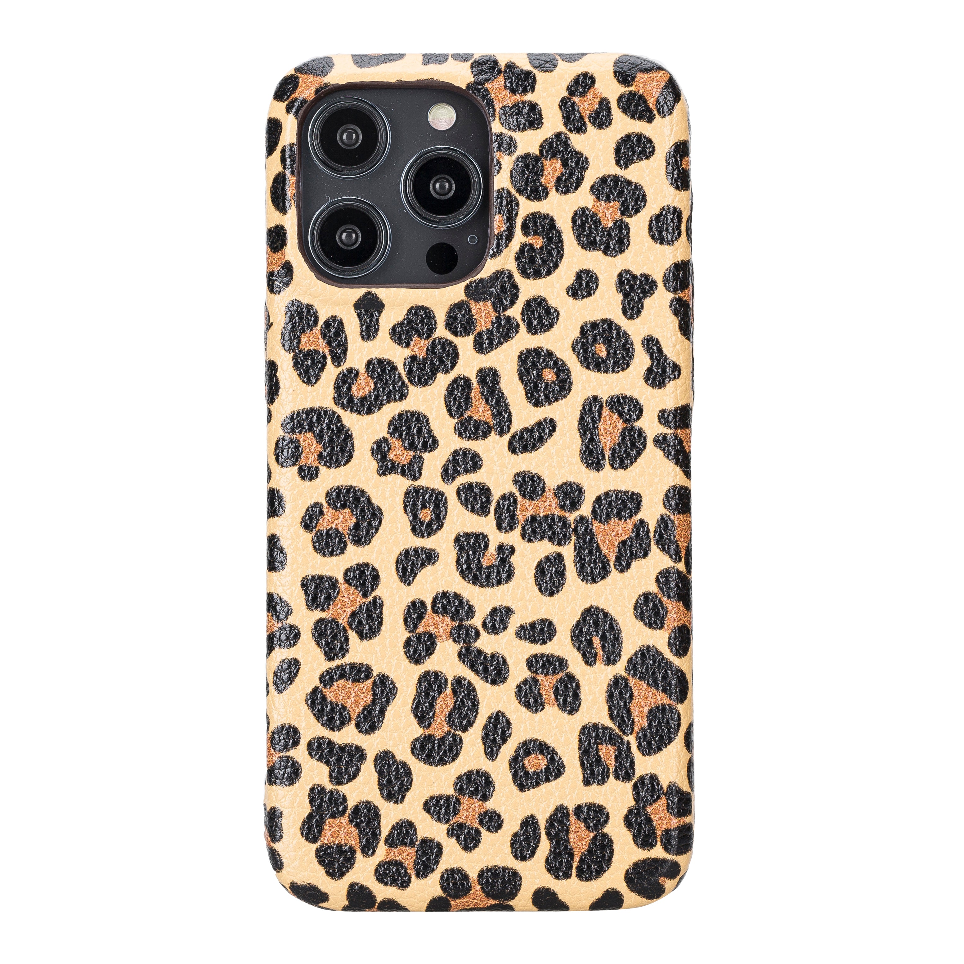 Phone case with leopard print pattern on a beige background