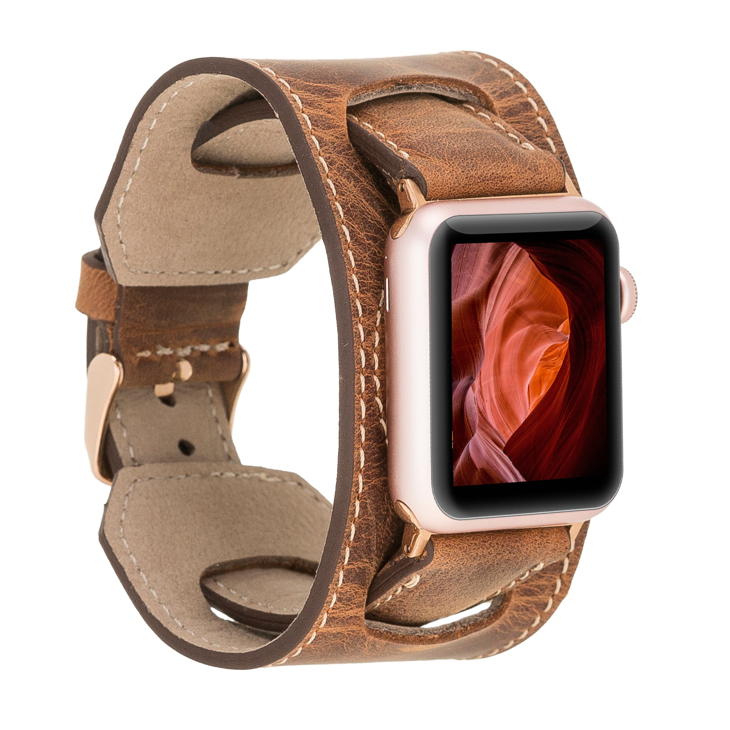 Antic Brown Cuff Apple iWatch Genuine Leather Watch Band
