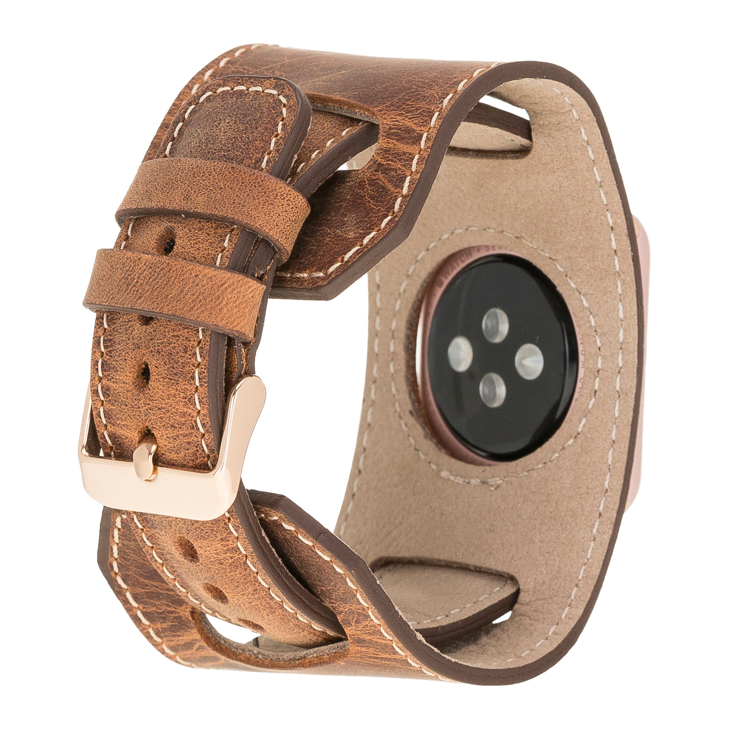 Antic Brown Cuff Apple iWatch Genuine Leather Watch Band