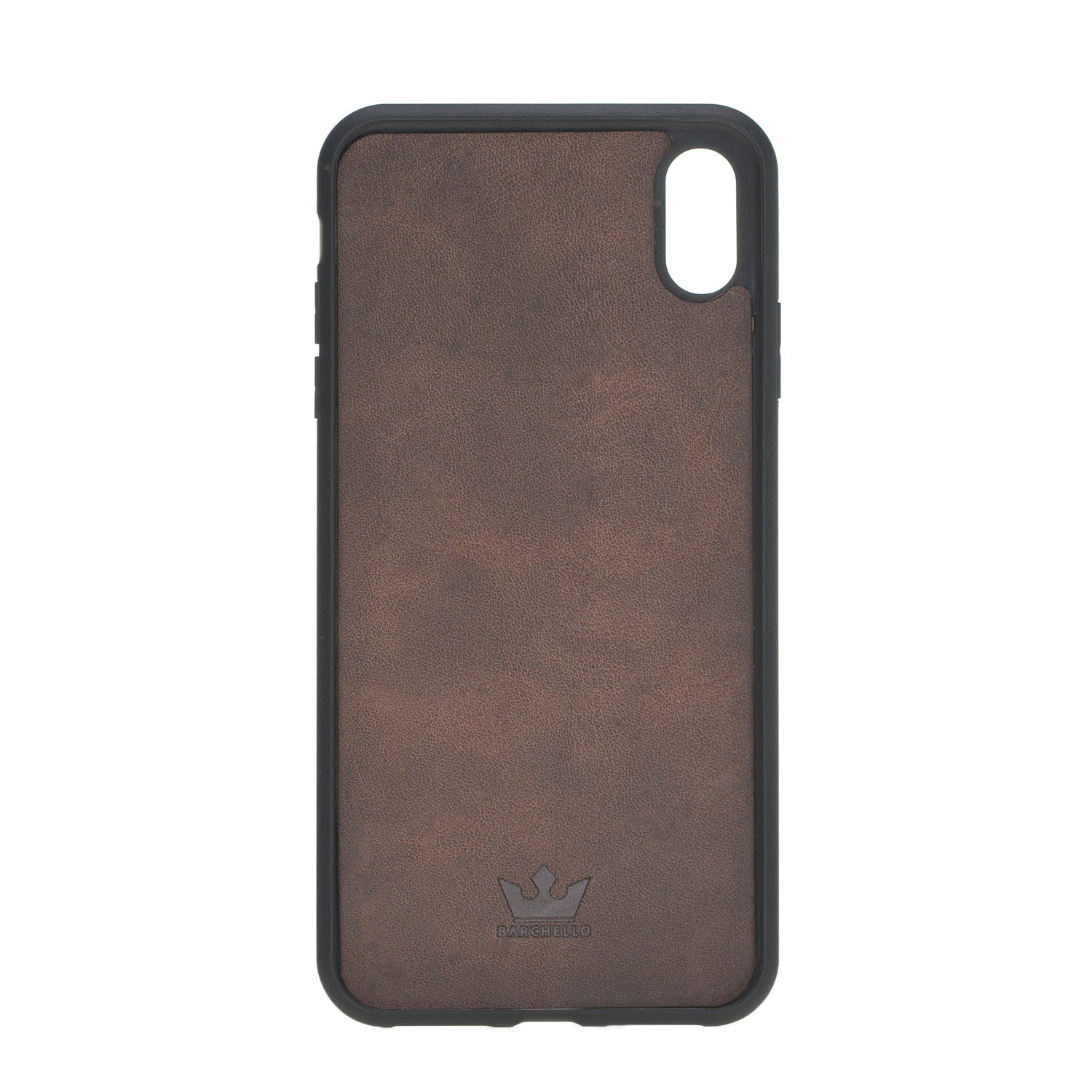 Brown phone case with a logo on a white background