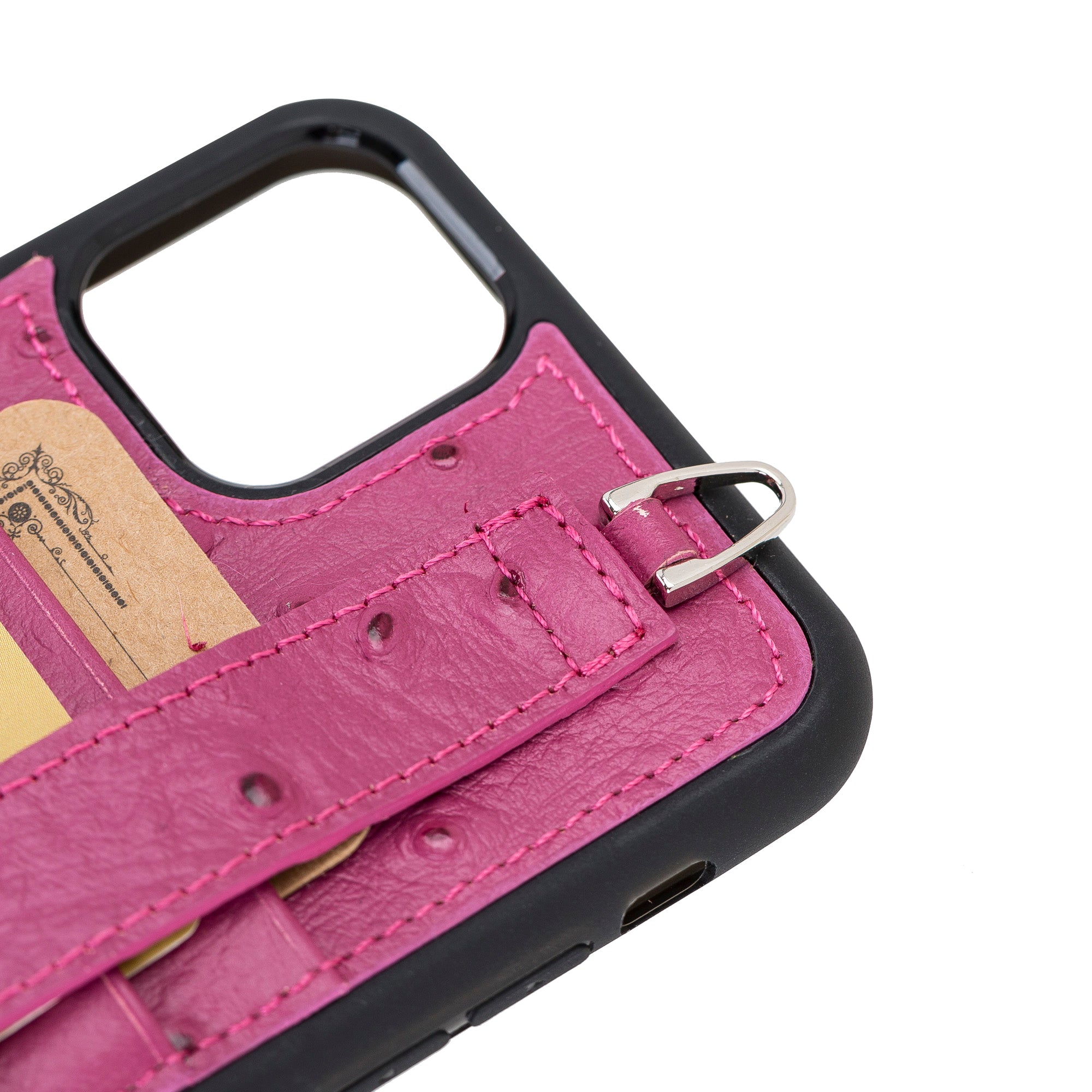 iPhone 11 Series Genuine Leather Back Cover with Hand Strap and Card Holder