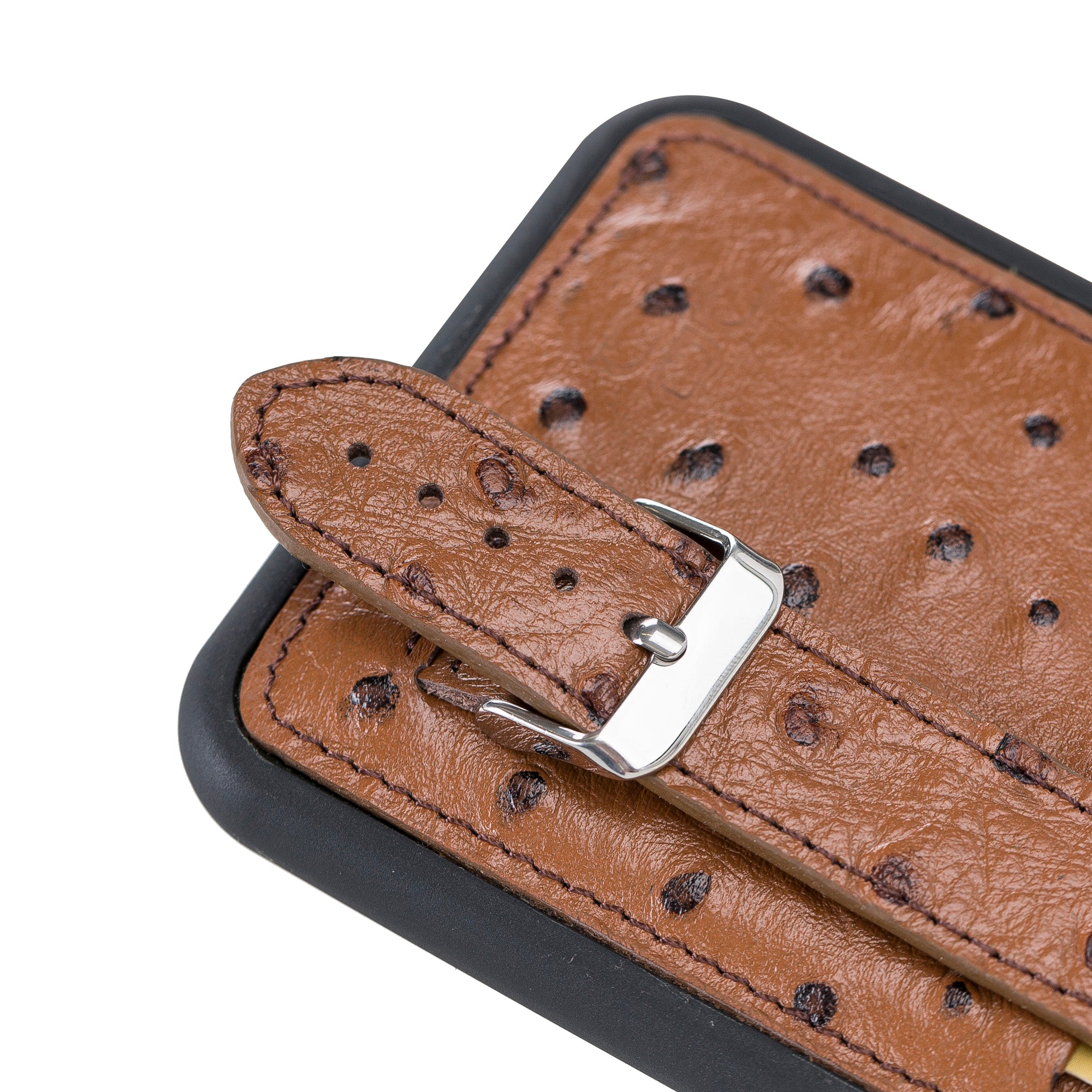 iPhone 11 Series Genuine Leather Back Cover with Hand Strap and Card Holder