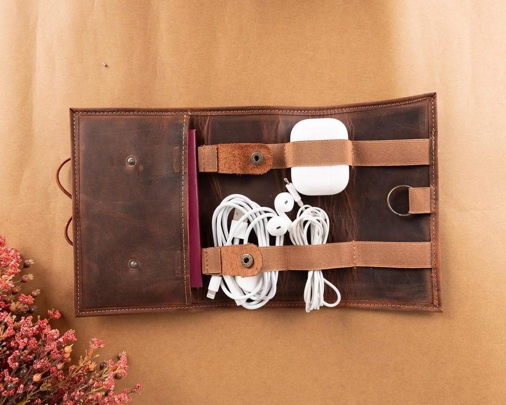 Organiseur de câbles en cuir véritable Frasi