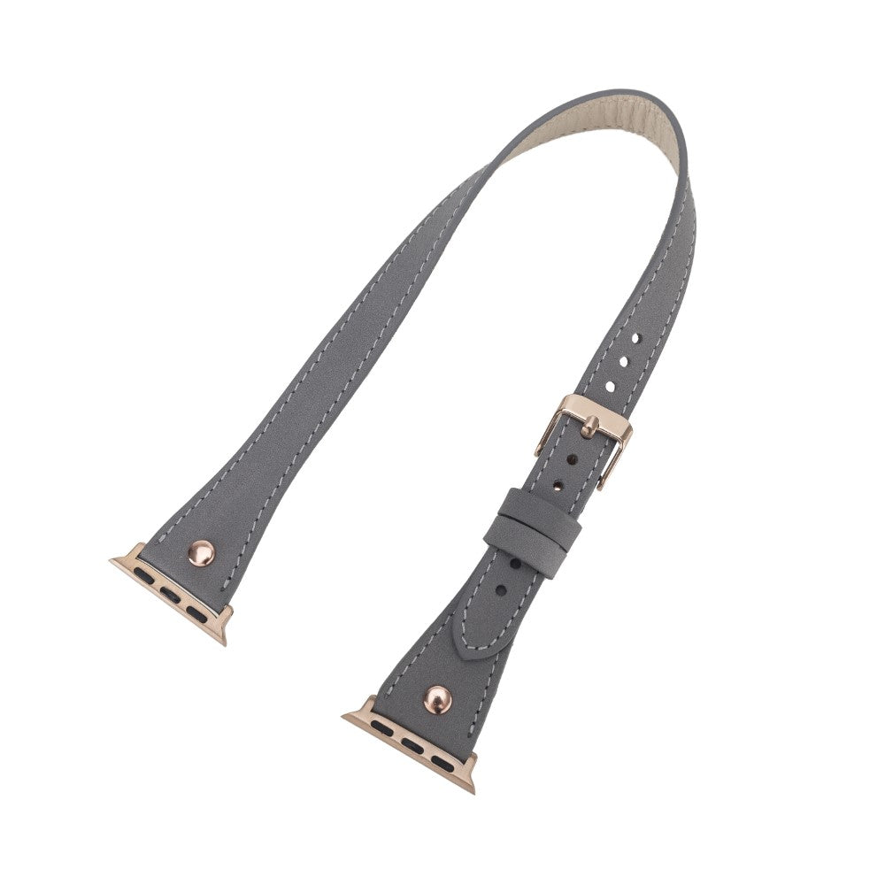Bracelet de montre Hector en cuir véritable à double tour pour Apple iWatch
