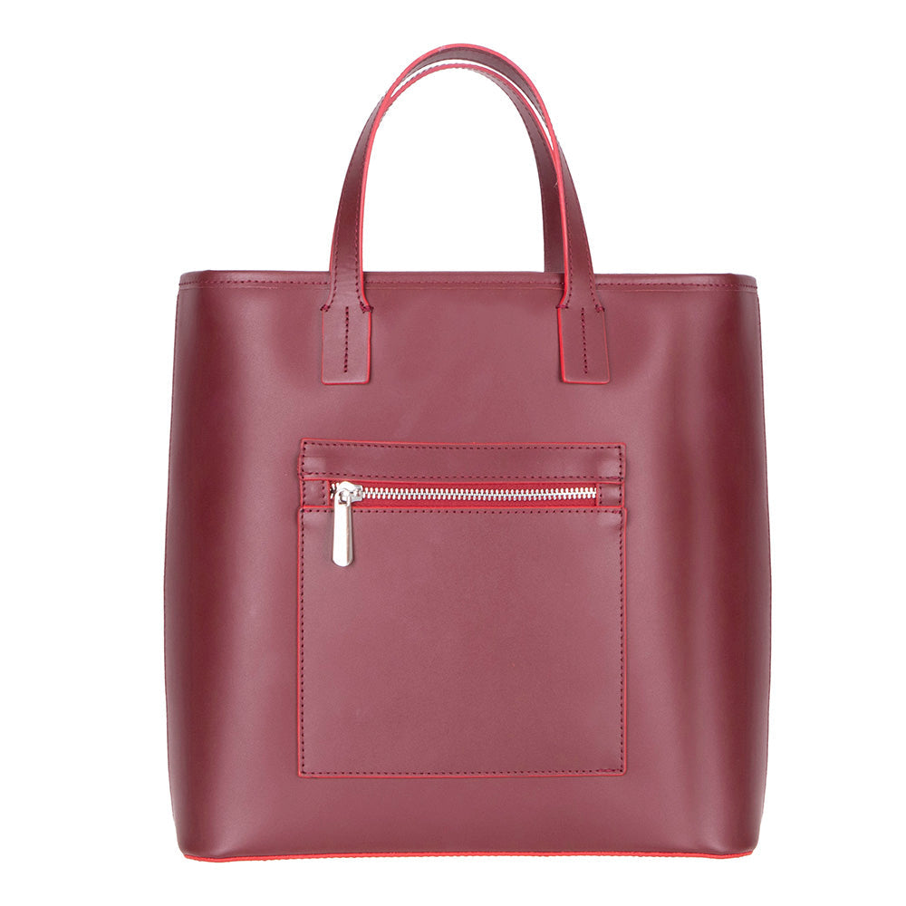 Valetto genuine leather black tote bag with zip pocket