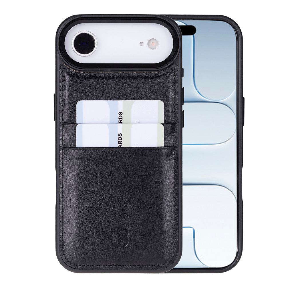 Black phone case with card holder and clear back