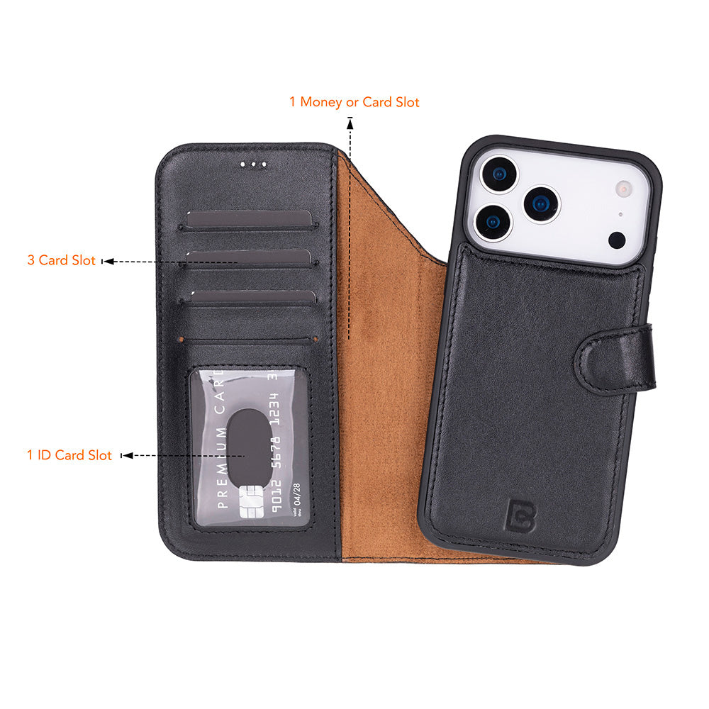 Étui portefeuille en cuir pour iPhone 17 Pro (6.3")