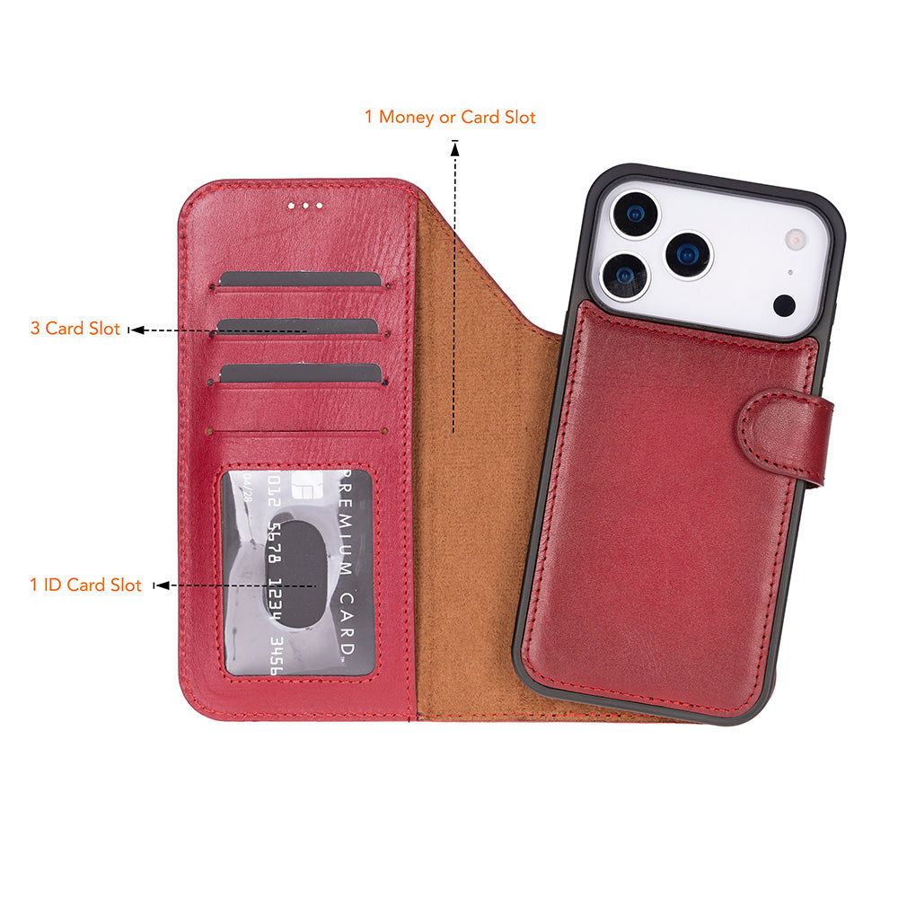 Étui portefeuille en cuir pour iPhone 17 Pro Max (6.9")