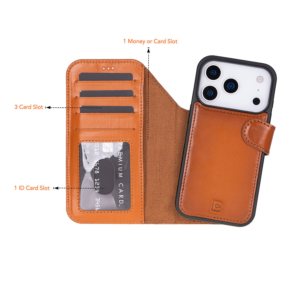 Étui portefeuille en cuir pour iPhone 17 Pro (6.3")
