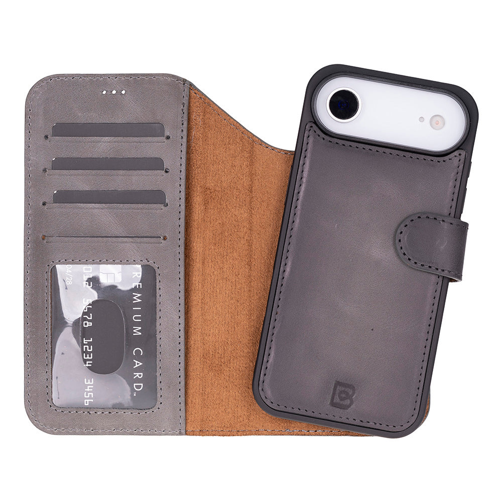 Phone case with card slots and phone holder on a white background