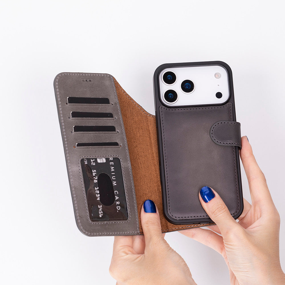 Étui portefeuille en cuir pour iPhone 17 Pro (6.3")