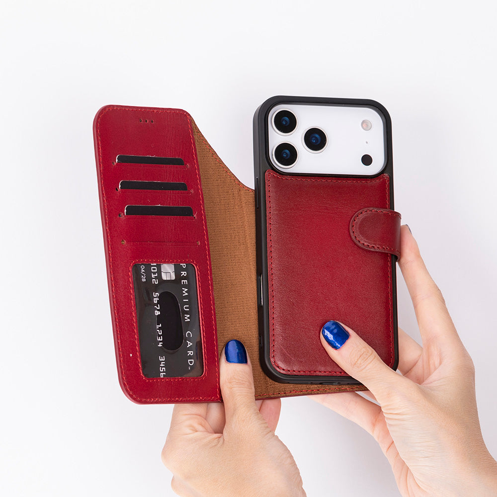 Étui portefeuille en cuir pour iPhone 17 Pro (6.3")
