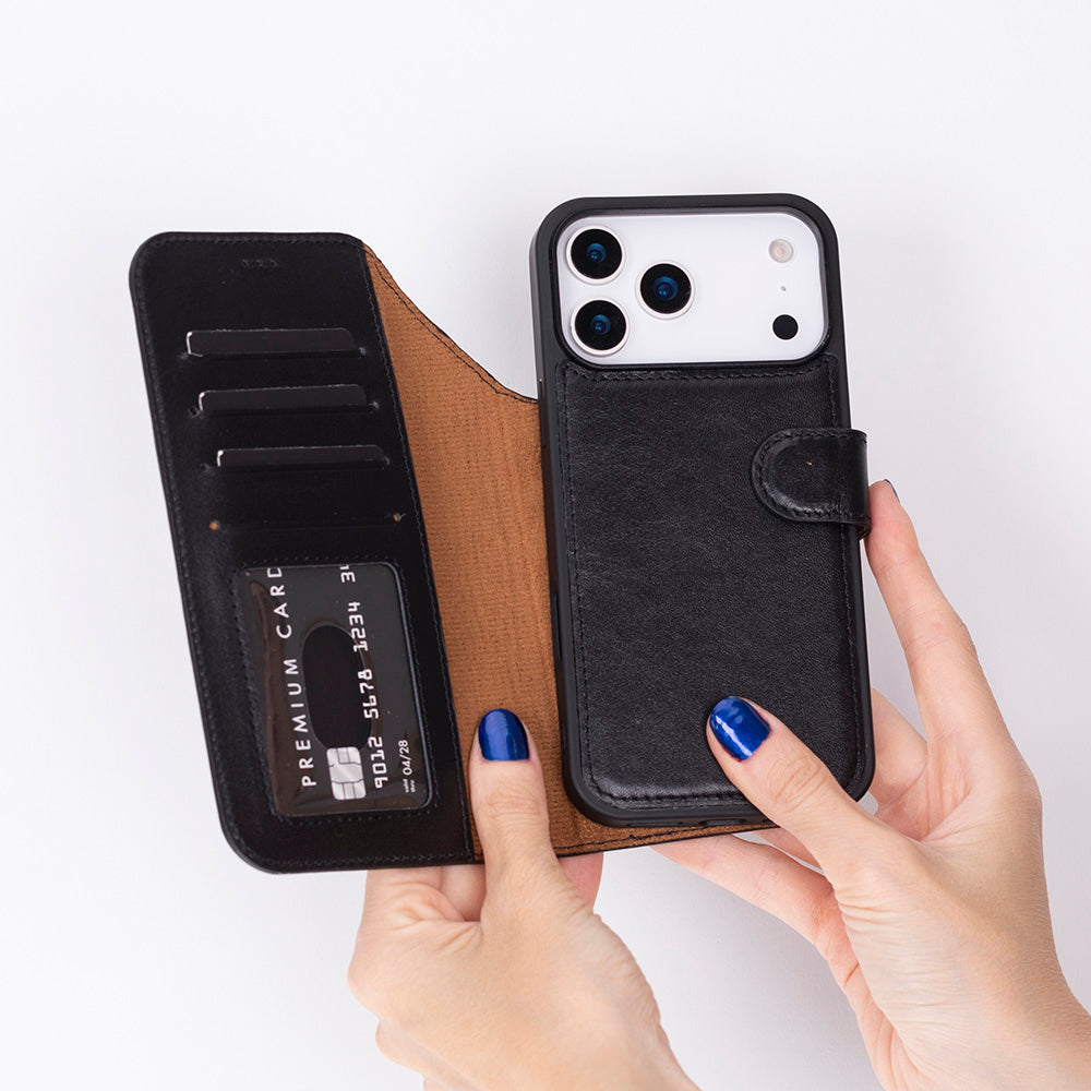 Étui portefeuille en cuir pour iPhone 17 Pro (6.3")