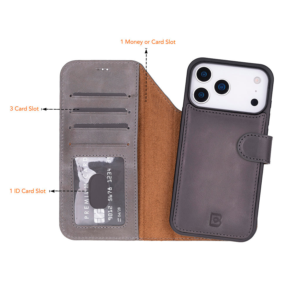 Étui portefeuille en cuir pour iPhone 17 Pro (6.3")