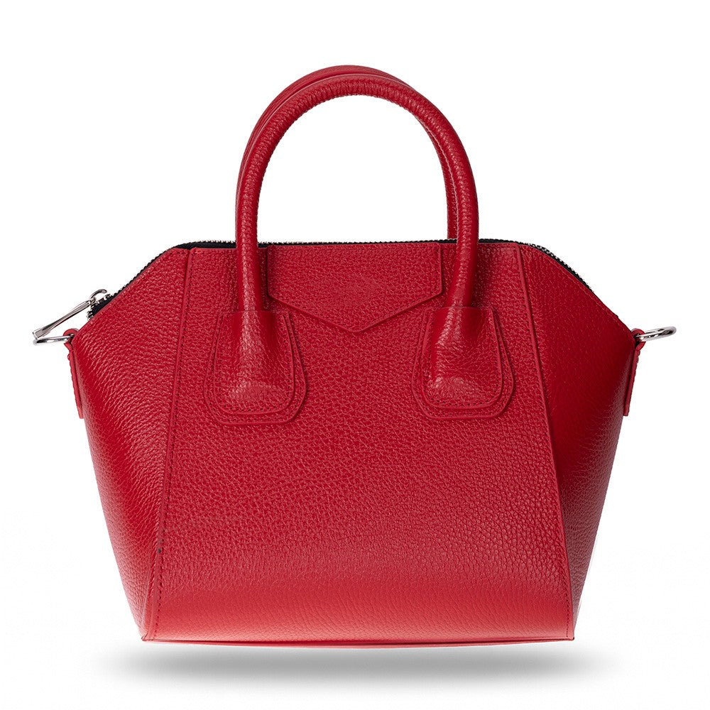 Red handbag on a white background