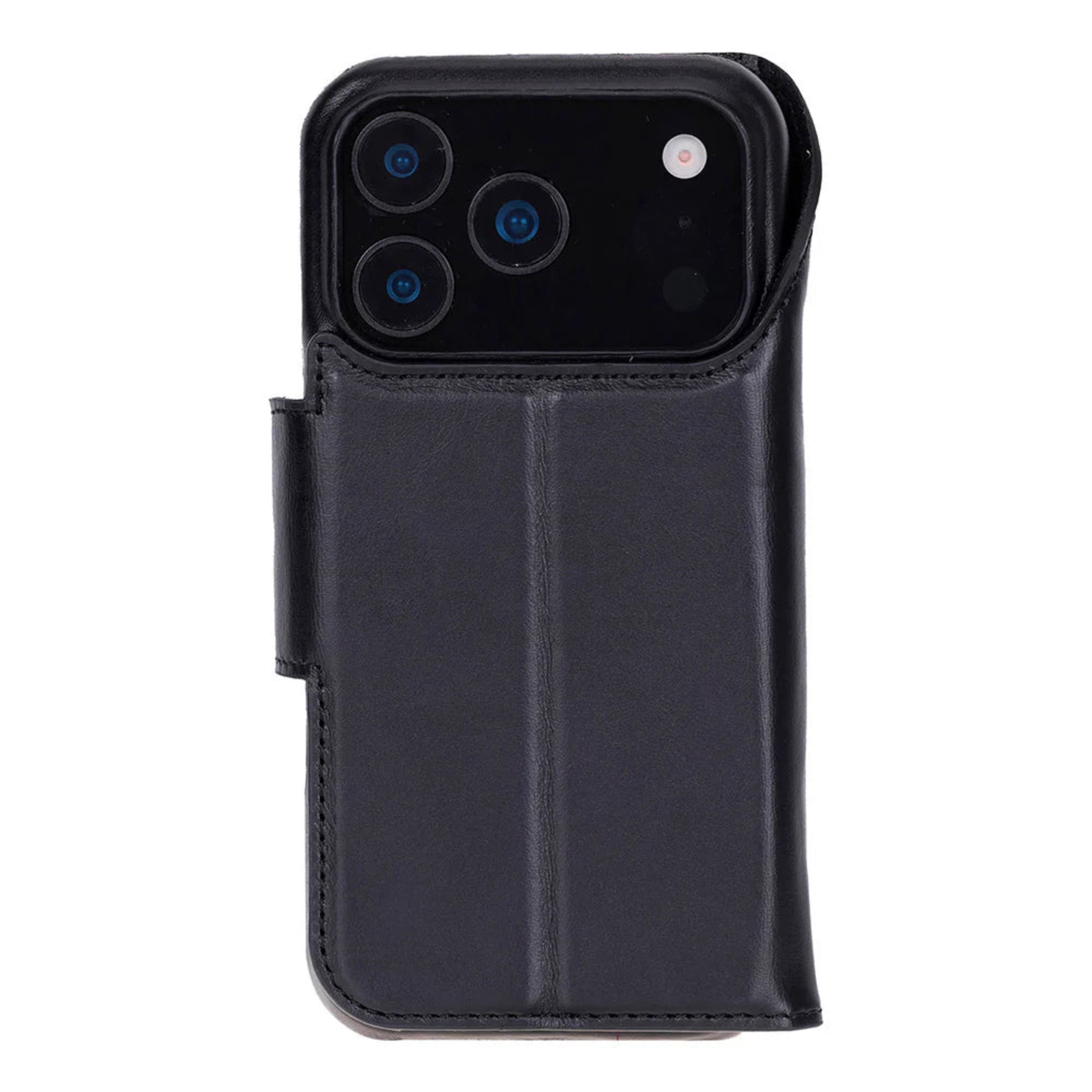 Black phone case with card slots on a white background