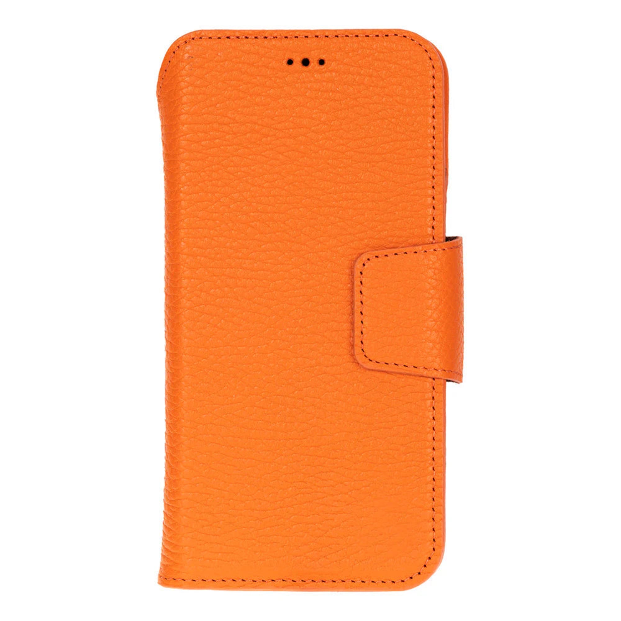 Orange phone case with a textured surface on a white background