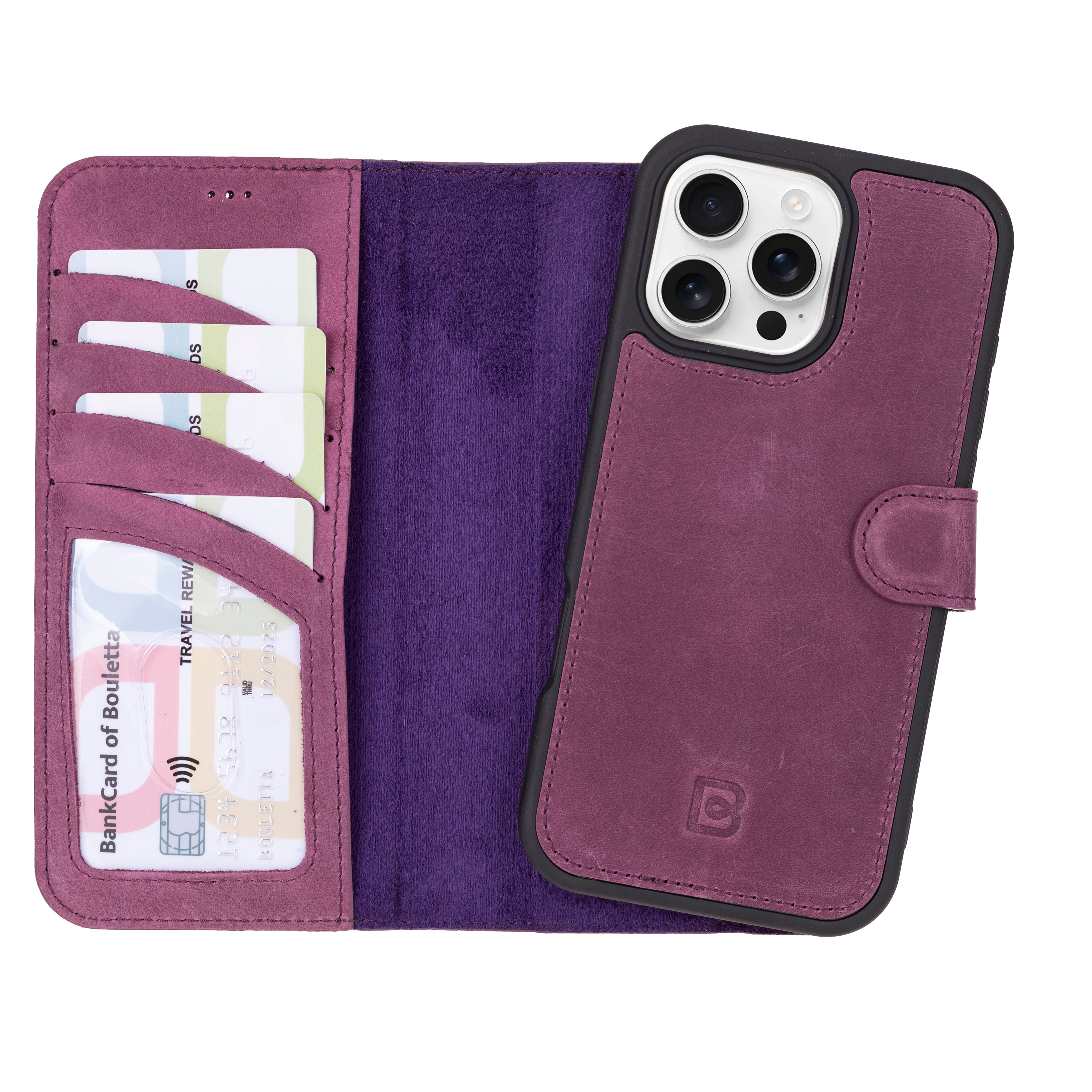 Magic iPhone 16 Series Genuine Leather Detachable wallet Case Cover