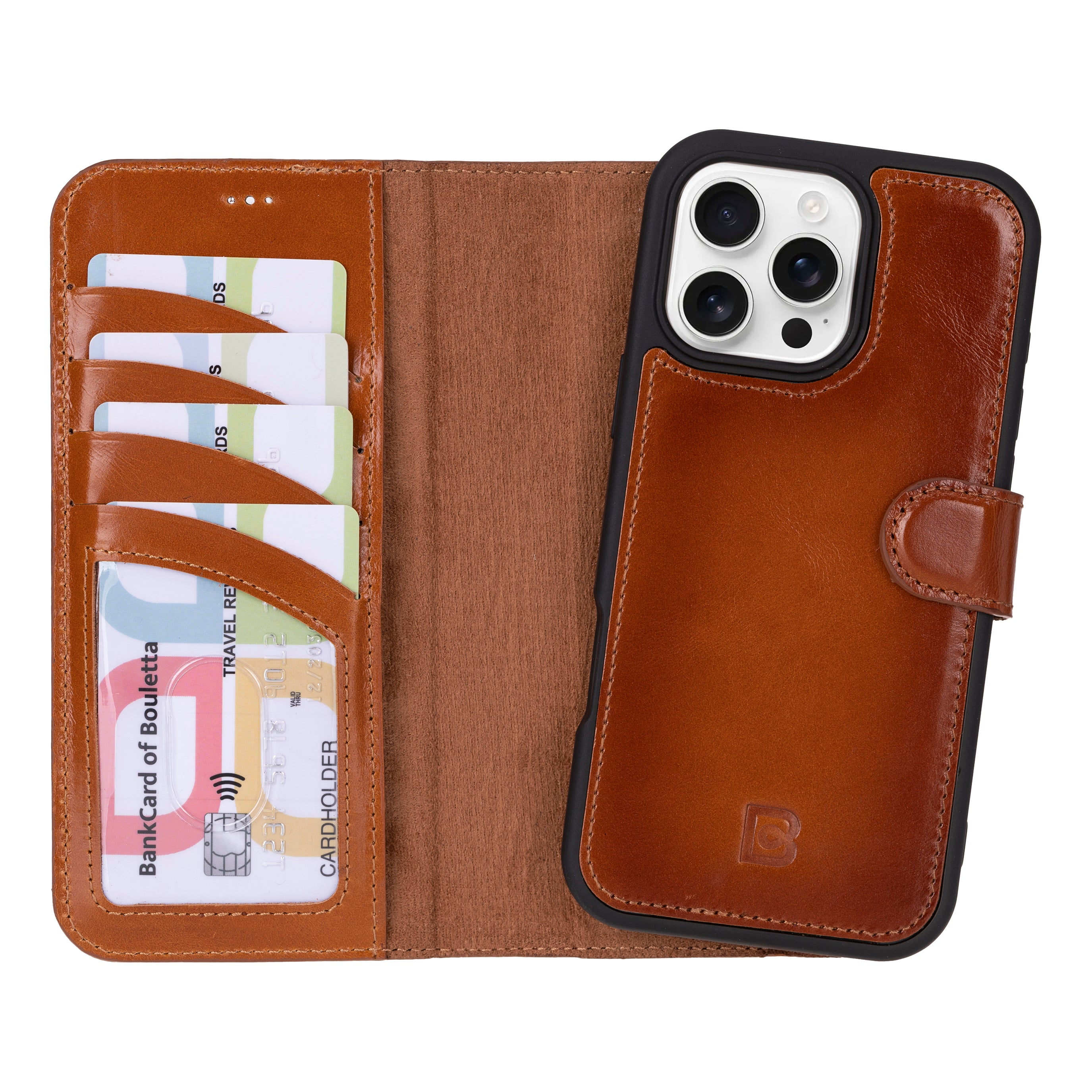 Magic iPhone 16 Series Genuine Leather Detachable wallet Case Cover